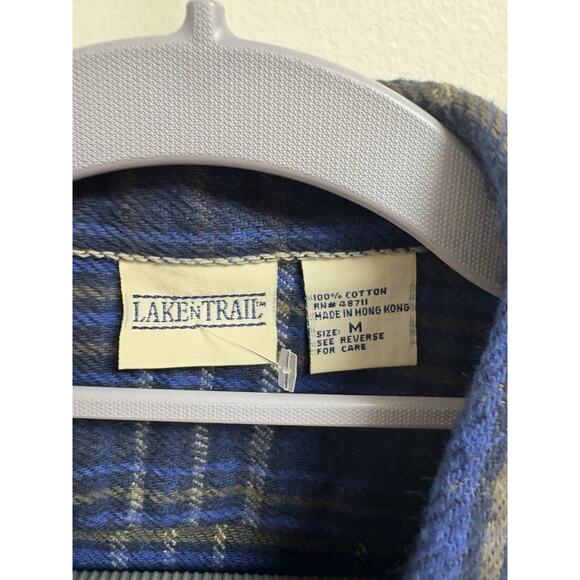 Lakentrail Men’s Blue Plaid Flannel Button Down Shirt Size M Vintage NWT - Picture 4 of 5